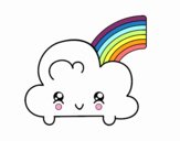 Nube con arco iris kawaii