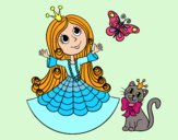 Princesa con gato y mariposa