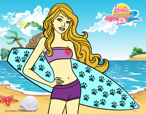 Barbie con tabla de surf