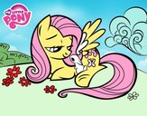 Fluttershy con un conejito