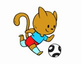 Gato jugando a fútbol