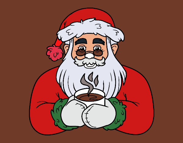 Papá Noel con taza de café