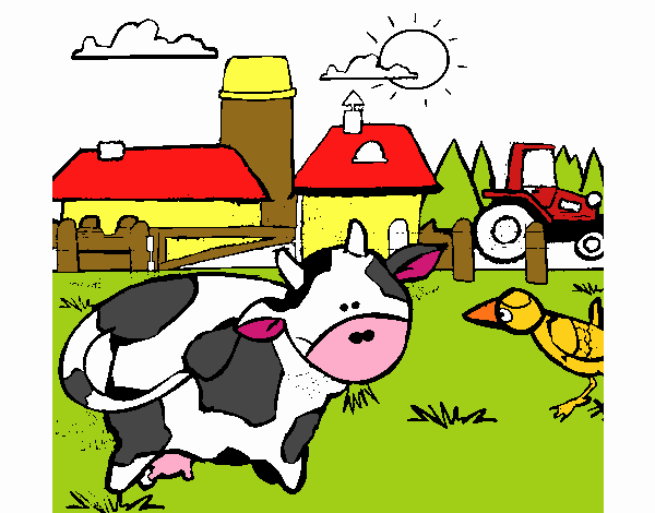 Vaca en la granja