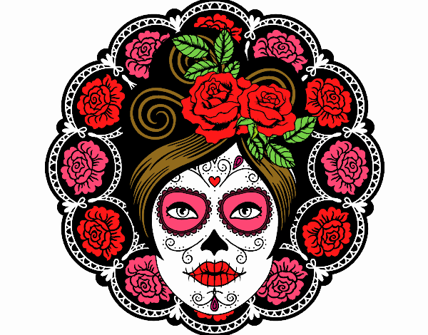 Dibujo de Calavera mejicana femenina pintado por en  el día  08-02-23 a las 22:41:21. Imprime, pinta o colorea tus propios dibujos!