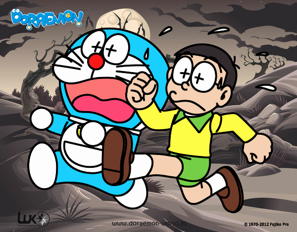 Doraemon y Nobita corriendo