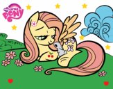 Fluttershy con un conejito