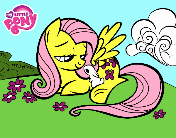 Fluttershy con un conejito