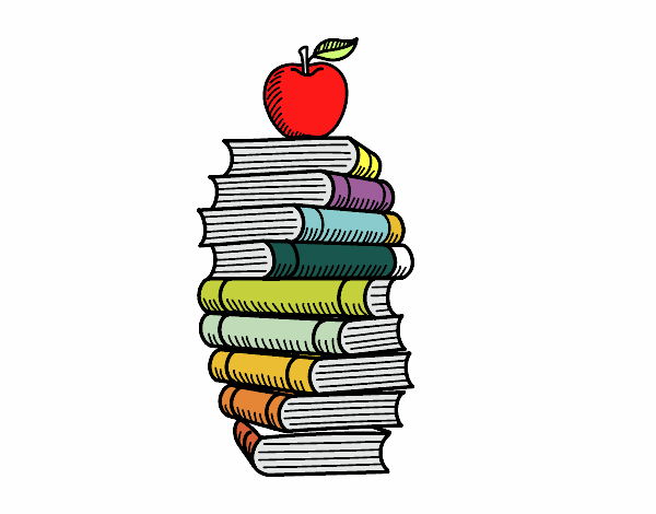 libros y manzana