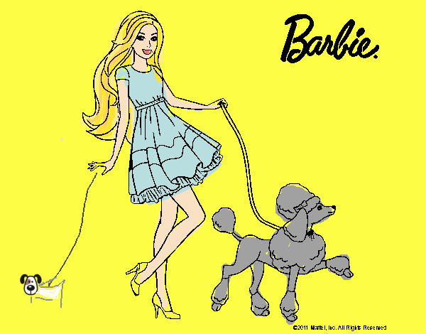 Barbie paseando a su mascota