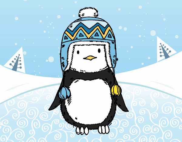 Bebé pingüino con gorrito