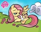 Fluttershy con un conejito