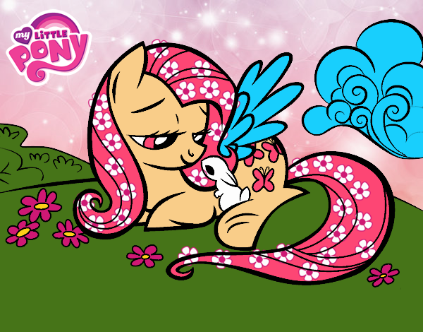 Fluttershy con un conejito