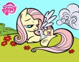 Fluttershy con un conejito