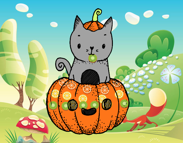 Un gatito de Halloween