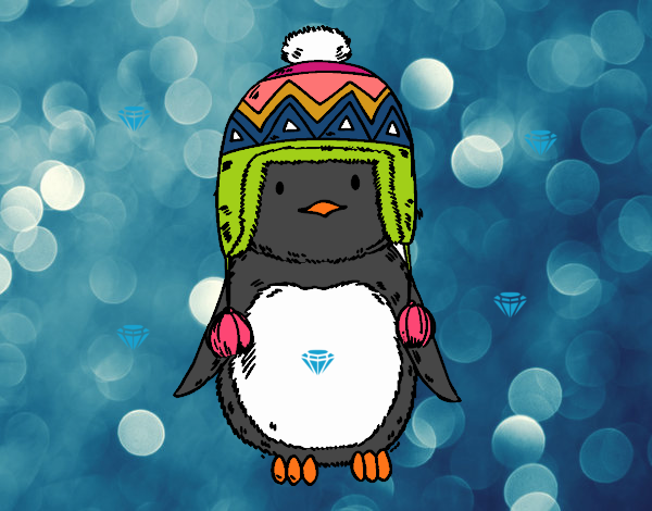 Bebé pingüino con gorrito