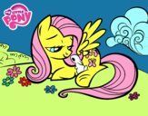 Fluttershy con un conejito