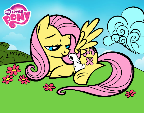 Fluttershy con un conejito