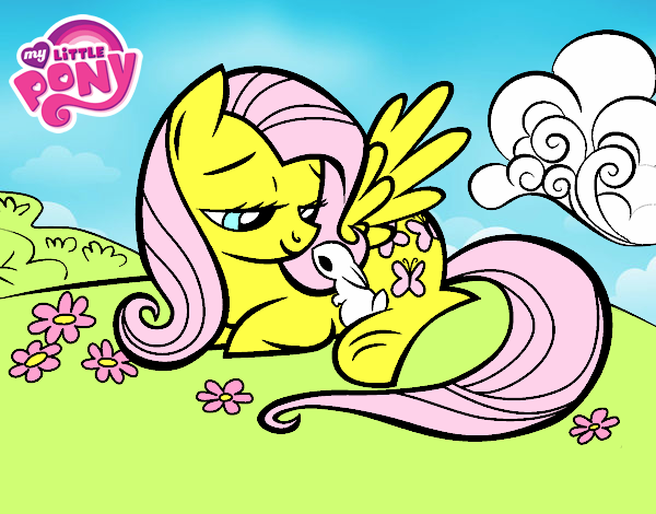 Fluttershy con un conejito