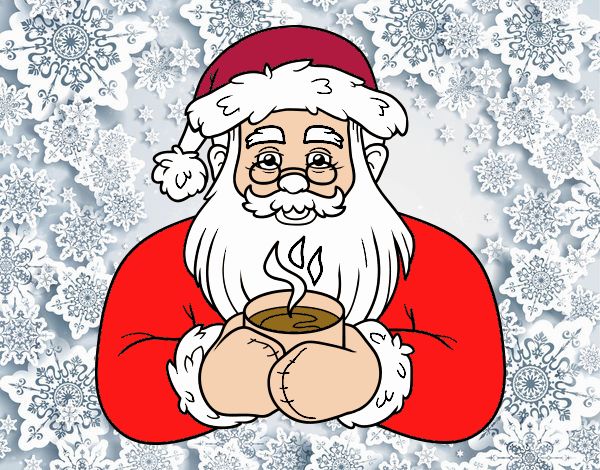 Papá Noel con taza de café