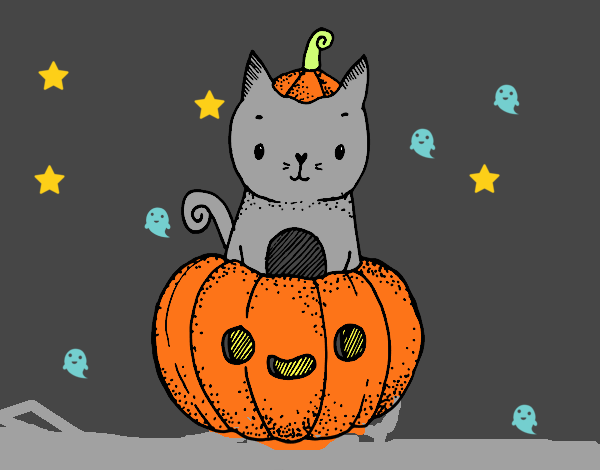 Un gatito de Halloween