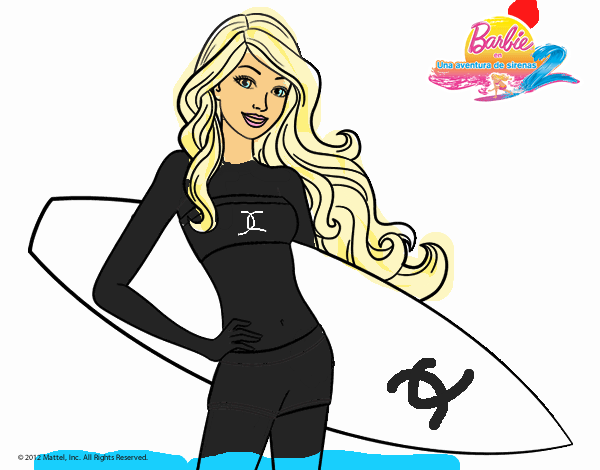 Barbie con tabla de surf