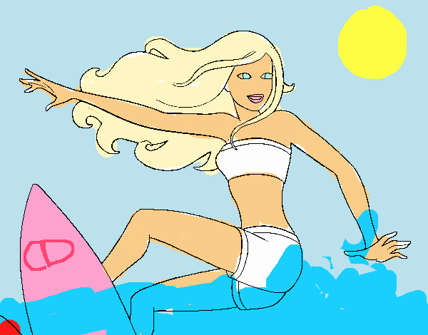 Barbie surfeando