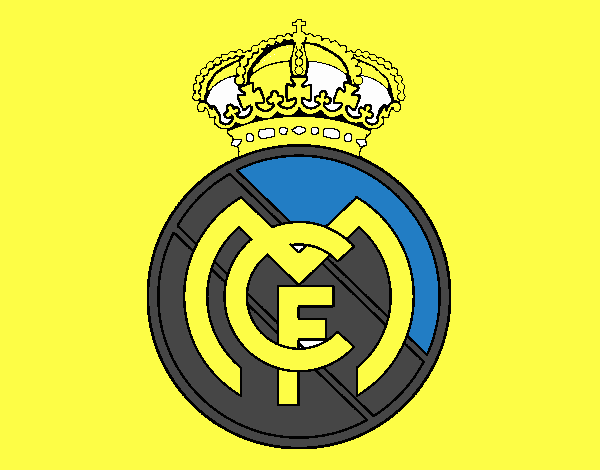 Dibujo para colorear el escudo del Real Madrid Club de Fútbol con letras