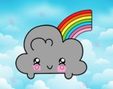 Nube con arco iris kawaii