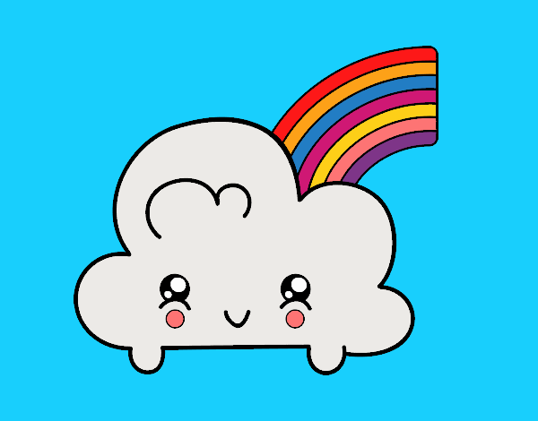 Nube con arco iris kawaii