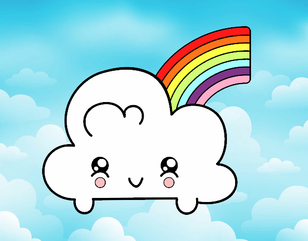 Nube con arco iris kawaii