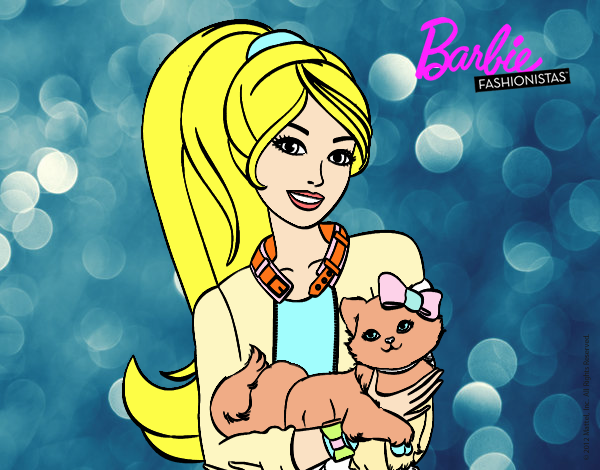 Barbie con su linda gatita