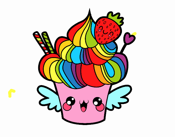 Cupcake kawaii con fresa