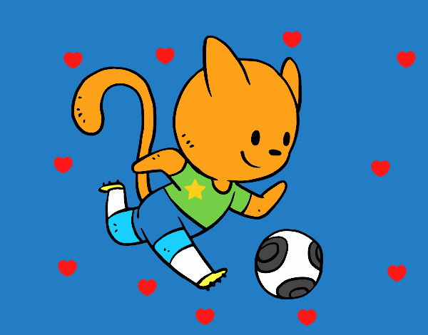 Gato jugando a fútbol