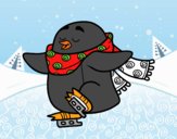 Pingüino patinando sobre hielo