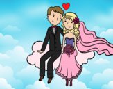 Recién casados en una nube