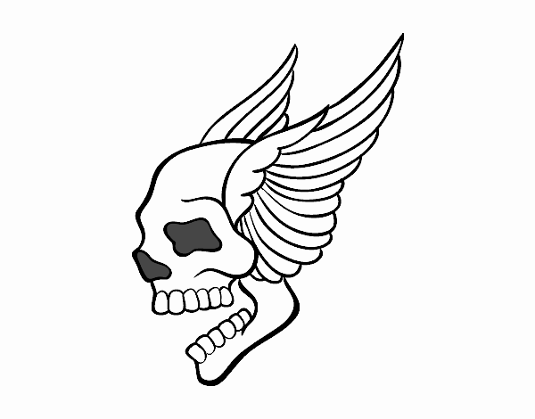Tatuaje de calavera con alas