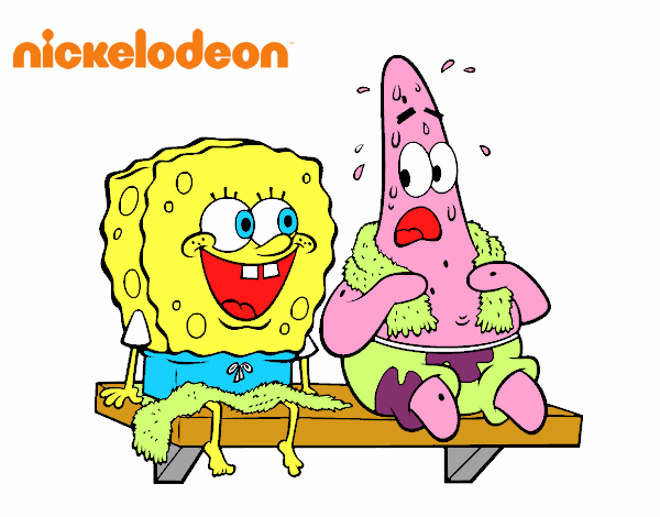 Bob Esponja y Patricio en bañador