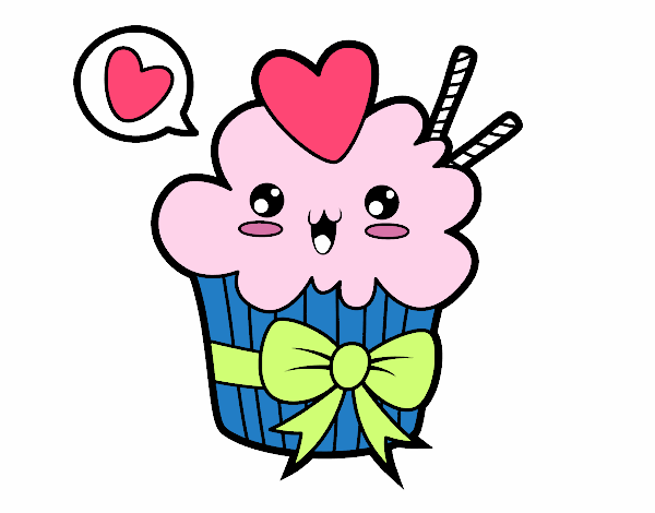 Cupcake kawaii con lazo