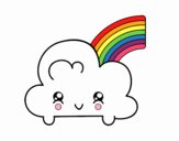 Nube con arco iris kawaii