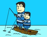 Padre e hijo pescando
