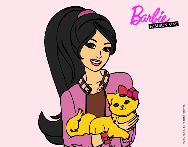 Barbie con su linda gatita