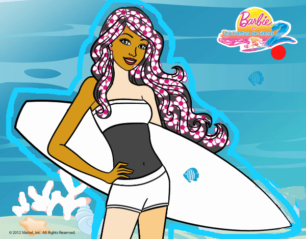 Barbie con tabla de surf