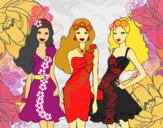 Barbie y sus amigas vestidas de fiesta