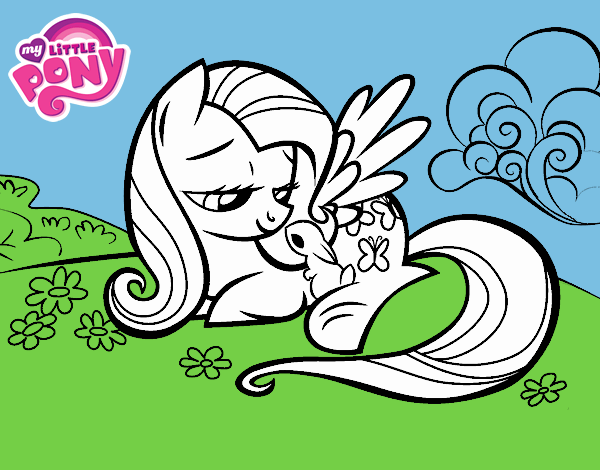 Fluttershy con un conejito