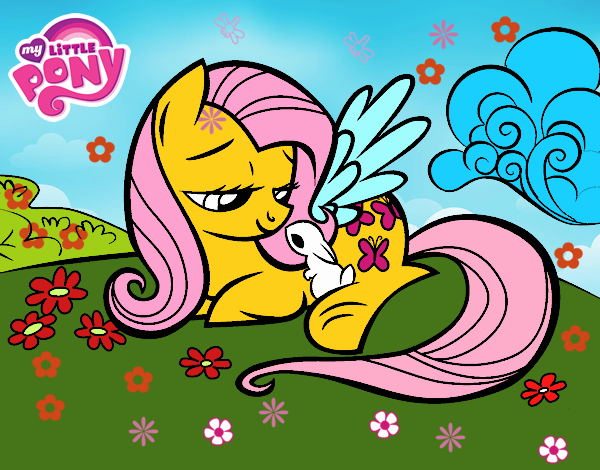 Fluttershy con un conejito