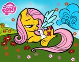 Fluttershy con un conejito