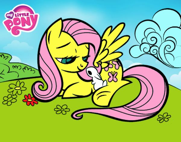 Fluttershy con un conejito