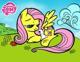 Fluttershy con un conejito