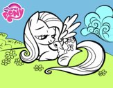 Fluttershy con un conejito