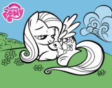 Fluttershy con un conejito